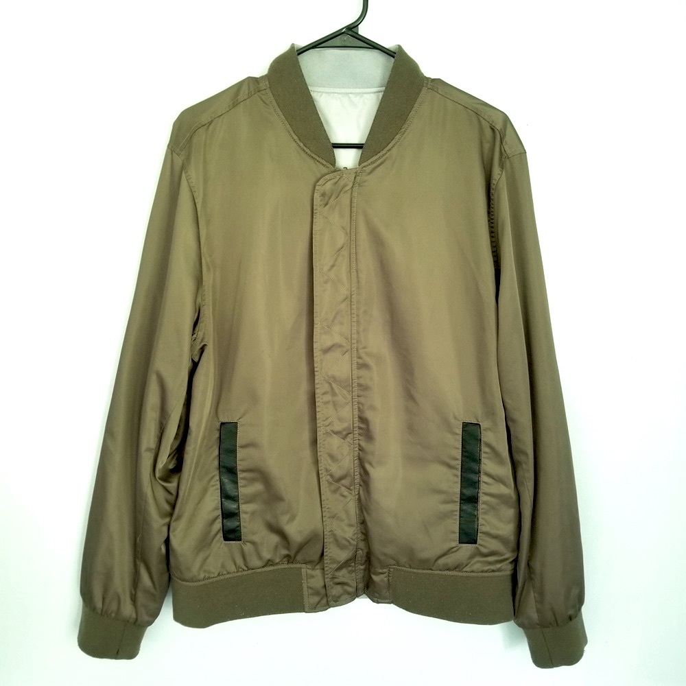 Guess Reversible 2 in 1 Silver Satin Bomber Jacket
